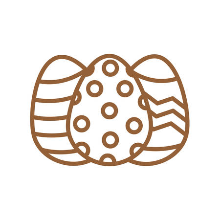 Happy easter eggs line style icon design, Spring decoration holiday greeting ornament celebration festive season tradition and festival theme Vector illustrationのイラスト素材