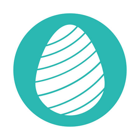 Happy easter striped egg block style icon design, Spring decoration holiday greeting ornament celebration festive season tradition and festival theme Vector illustrationのイラスト素材