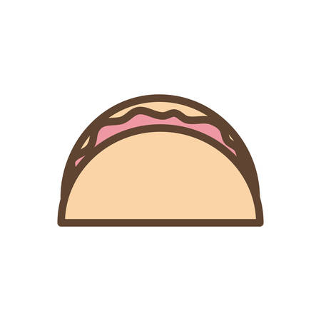 taco line and fill style icon design, Eat food restaurant menu dinner lunch cooking and meal theme Vector illustrationのイラスト素材