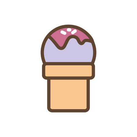 Sweet ice cream line and fill style icon design, dessert food delicious sugar snack and tasty theme Vector illustrationのイラスト素材
