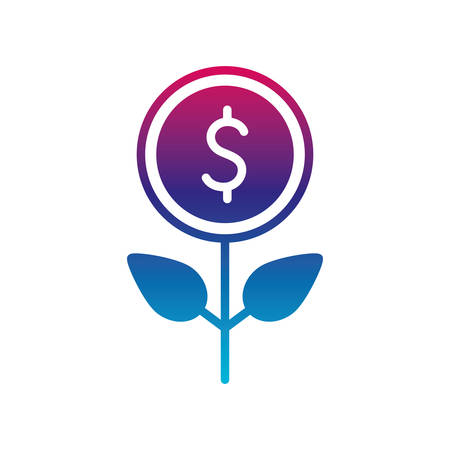 Coin flower gradient line style icon of money financial item banking commerce market payment buy currency accounting and invest theme Vector illustrationのイラスト素材