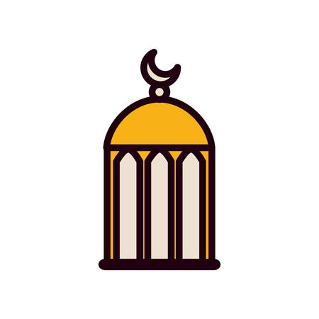 Ramadan mosque with moon line and fill style icon design, Islamic muslim religion culture belief religious faith god spiritual meditation and traditional theme Vector illustrationのイラスト素材