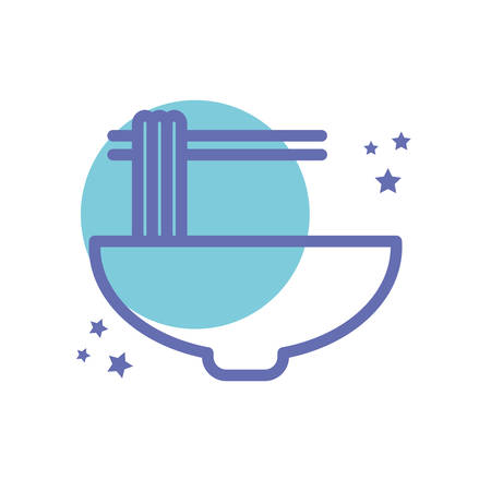 noodles bowl block line style icon design, Eat food restaurant menu dinner lunch cooking and meal theme Vector illustrationのイラスト素材