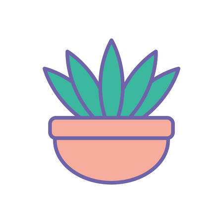 Plant inside pot line and fill style icon design of Floral nature garden ornament botany decoration beauty and flora theme Vector illustrationのイラスト素材