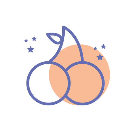 cherry block line style icon design, Fruit healthy organic food sweet and nature theme Vector illustrationのイラスト素材