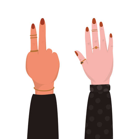 female hands design of Collaborative team cooperation together partnership unity idea strategy solution togetherness and occupation theme Vector illustrationのイラスト素材