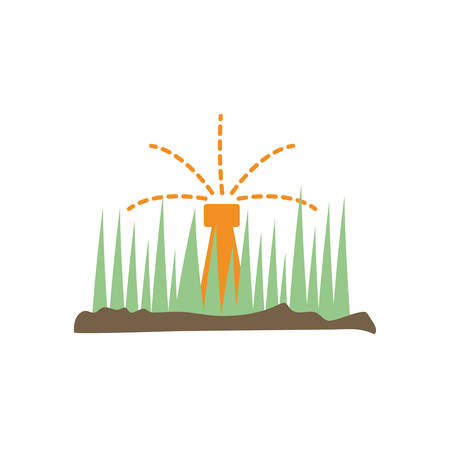 automatic watering flat style icon design, Gardening garden planting nature ecology outdoors and floral theme Vector illustrationのイラスト素材