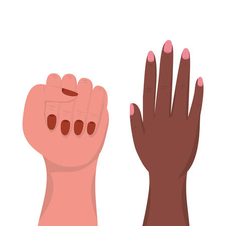 female hands design of Collaborative team cooperation together partnership unity idea strategy solution togetherness and occupation theme Vector illustrationのイラスト素材