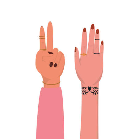 female hands design of Collaborative team cooperation together partnership unity idea strategy solution togetherness and occupation theme Vector illustrationのイラスト素材