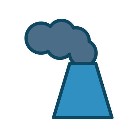 factory chimney with smoke line and fill style icon design, Industry plant building industrial construction job work technology and manufacturing theme Vector illustrationのイラスト素材
