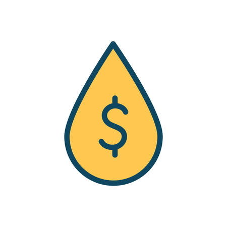 dollar inside drop line and fill style icon design, Oil industry Gas energy fuel technology power industrial production and petroleum theme Vector illustrationのイラスト素材