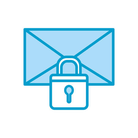Padlock and envelope line and fill style icon design of Security system warning protection danger web alert and safe theme Vector illustrationのイラスト素材