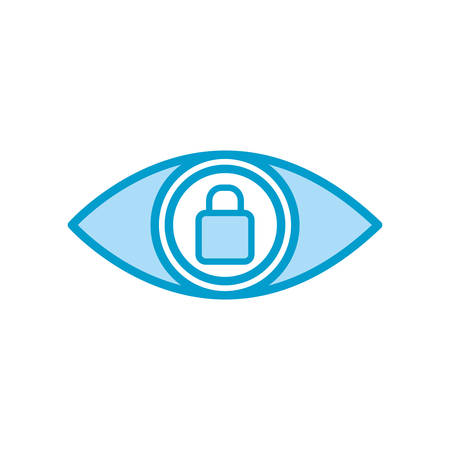 Padlock inside eye line and fill style icon design of Security system warning protection danger web alert and safe theme Vector illustrationのイラスト素材