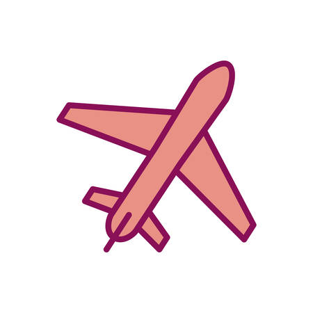 Airplane line and fill style icon design, Plane vehicle transportation fly air travel aircraft flight aviation and sky theme Vector illustrationのイラスト素材