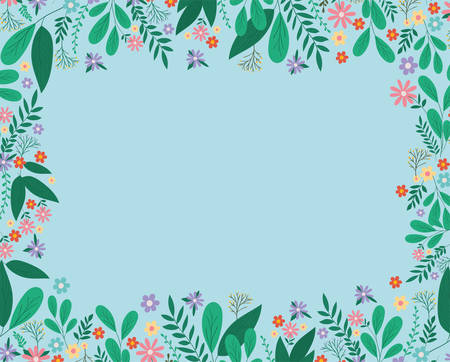 leaves and flowers frame design of Floral nature plant garden ornament botany decoration and life theme Vector illustrationのイラスト素材