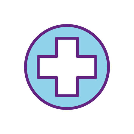 cross inside circle line and fill style icon design of Medical care health emergency aid exam clinic and patient theme Vector illustrationのイラスト素材