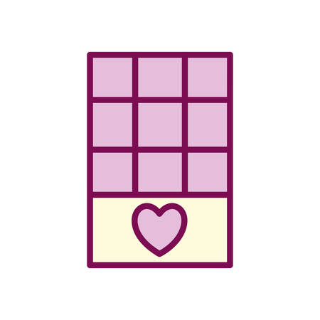 chocolate with heart line and fill style icon design of love passion romantic valentines day wedding decoration and marriage theme Vector illustrationのイラスト素材