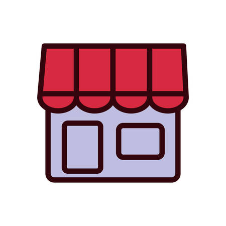 Shop or store line and fill style icon design of Commerce market retail buy paying banking and consumerism theme Vector illustrationのイラスト素材