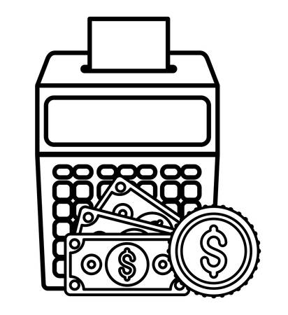 calculator bills and coin of money financial item banking commerce market payment buy currency accounting and invest theme Vector illustrationのイラスト素材