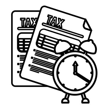 Tax documents and clock of financial accoounting form revenue finance government income taxation refound and paying theme Vector illustrationのイラスト素材