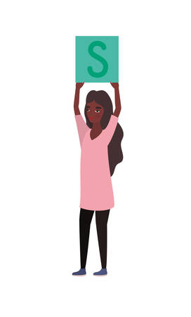 Woman with banner design of Women empowerment female power feminist people gender feminism young rights protest and strong theme Vector illustrationのイラスト素材