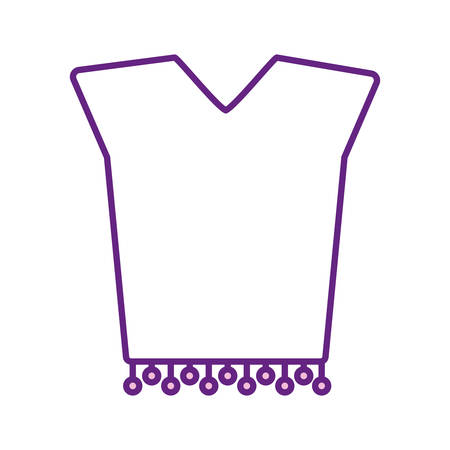 Mexican poncho line style icon design, Mexico culture tourism landmark latin and party theme Vector illustrationのイラスト素材