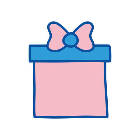 Gift line and fill style icon design, happy birthday celebration decoration party festive and surprise theme Vector illustrationのイラスト素材