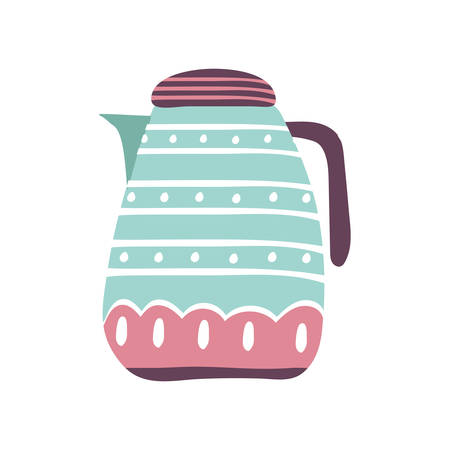 Tea or coffee kettle flat style icon design, Cook kitchen Eat food restaurant home menu dinner lunch cooking and meal theme Vector illustrationのイラスト素材
