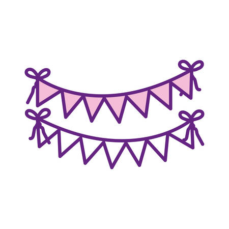 Banner pennant line style icon design, Party celebration entertainment holiday fun birthday decoration and joy theme Vector illustrationのイラスト素材