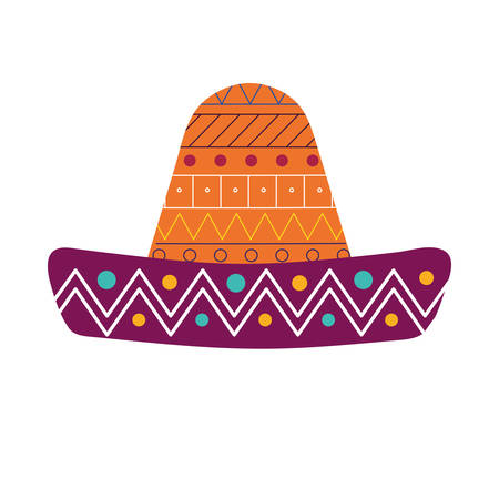 Mexican hat flat style icon design, Mexico culture tourism landmark latin and party theme Vector illustrationのイラスト素材