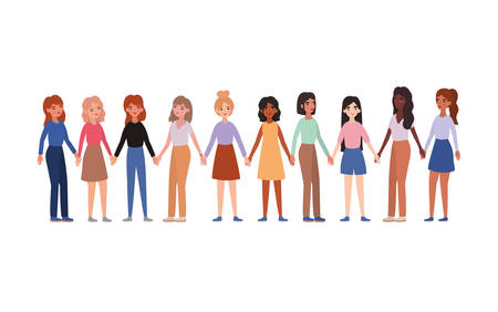 Women holding hands design of empowerment female power feminist people gender feminism young rights protest and strong theme Vector illustrationのイラスト素材