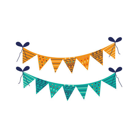 Banner pennant flat style icon design, Party celebration entertainment holiday fun birthday decoration and joy theme Vector illustrationのイラスト素材