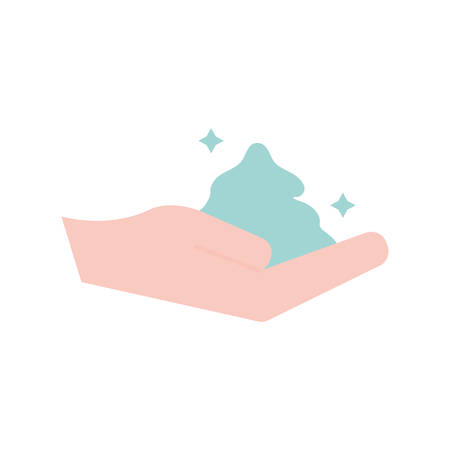 Hand with soap flat style icon design of Medical care hygiene health emergency aid exam clinic and patient theme Vector illustrationのイラスト素材