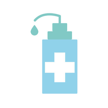 Bottle with cross flat style icon design of Medical care hygiene health emergency aid exam clinic and patient theme Vector illustrationのイラスト素材