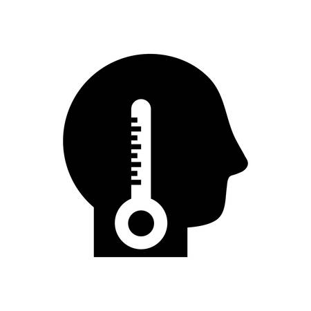 avatar head with thermometer symbol silhouette style icon design of Medical care hygiene health emergency aid exam clinic and patient theme Vector illustrationのイラスト素材