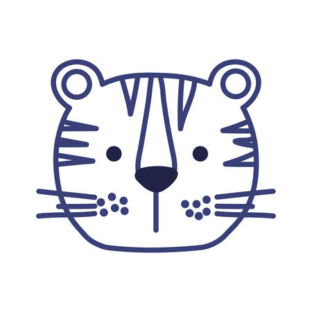 Cute tiger cartoon line style icon design, Animal zoo life nature character childhood and adorable theme Vector illustrationのイラスト素材