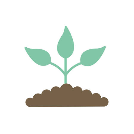 Plant over earth flat style icon design of Floral nature garden ornament botany decoration beauty and flora theme Vector illustrationのイラスト素材