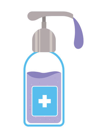 Soap dispenser with cross design, Hygiene wash health clean healthy bacteria bathroom protection and liquid theme Vector illustrationのイラスト素材