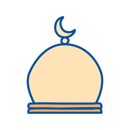 Ramadan mosque with moon line and fill style icon design on whiteのイラスト素材