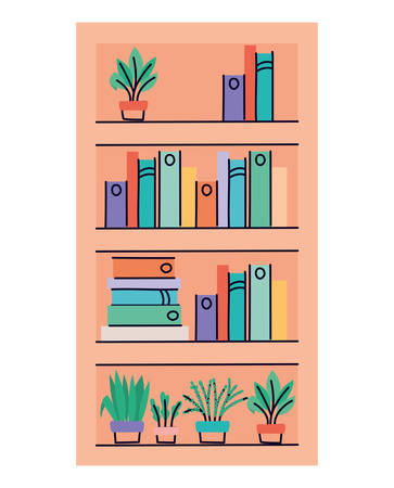 books inside furniture design, Education literature read library school university information learning and text theme Vector illustrationのイラスト素材