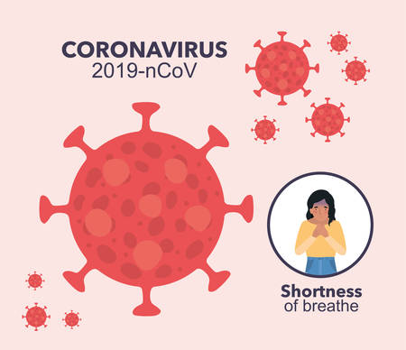2019 ncov virus and avatar woman with shortness of breathe design of Covid 19 cov infection epidemic disease symptoms and medical theme Vector illustrationのイラスト素材