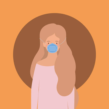 Avatar woman with mask design of Medical care hygiene health emergency aid exam clinic and patient theme Vector illustrationのイラスト素材