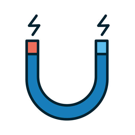 Magnet line and fill style icon design, Science chemistry laboratory research technology biology equipment and test theme Vector illustrationのイラスト素材