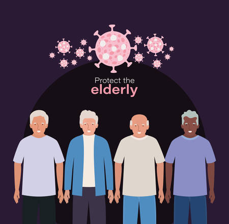 Elder men with masks against Covid 19 design of Medical care hygiene health emergency and patient theme Vector illustrationのイラスト素材