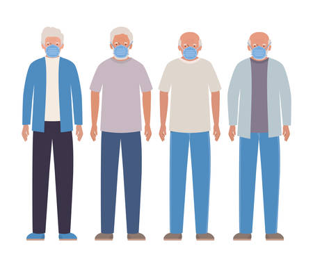 Elder men with masks against Covid 19 design of Medical care hygiene health emergency and patient theme Vector illustrationのイラスト素材