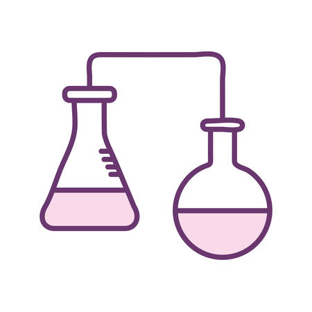 Flasks line style icon design, Science chemistry laboratory research technology biology equipment and test theme Vector illustrationのイラスト素材