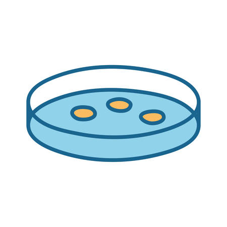 Virus inside petri dish line and fill style icon design, Bacterium organism molecule microbe cell disease illness health medical and infection theme Vector illustrationのイラスト素材