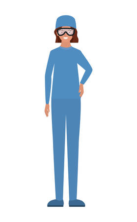 Woman doctor with uniform hat and glasses design of Medical care health emergency aid exam clinic and patient theme Vector illustrationのイラスト素材