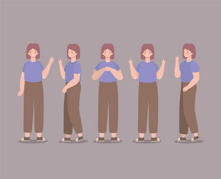 Girls cartoons avatars design, Kid childhood little people lifestyle casual person and cute and young theme Vector illustrationのイラスト素材