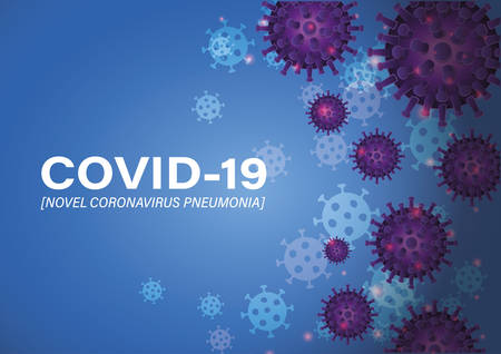 Covid 19 novel coronavirus pneumonia in front of virus background design of 2019 ncov cov coronavirus infection corona epidemic and medical theme Vector illustrationのイラスト素材